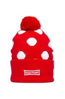 Red Polkadot Pom Pom Beanie